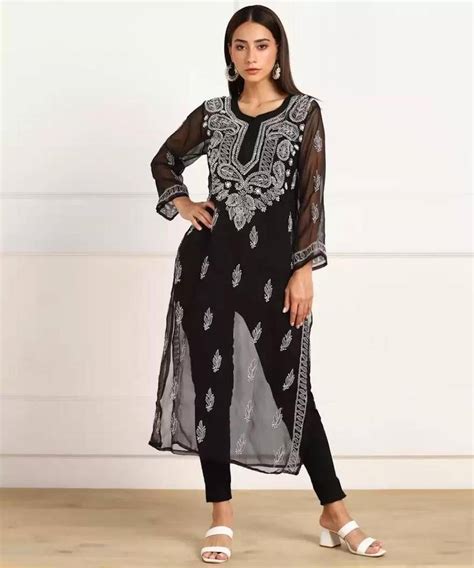 black chikan|Black Chikankari Kurtis Online Shopping for Women at Low。